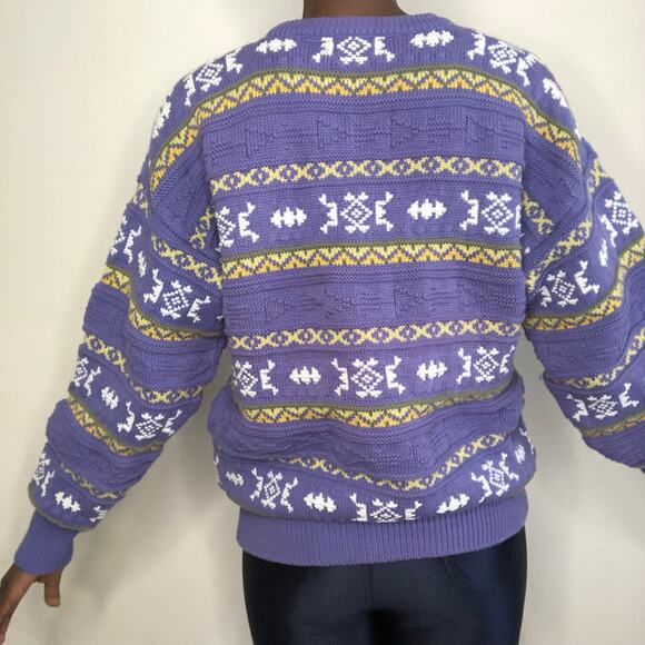 VINTAGE | 1980s Claiborne Textured Knit Cotton Sweater Size Medium - Picture 4 of 7